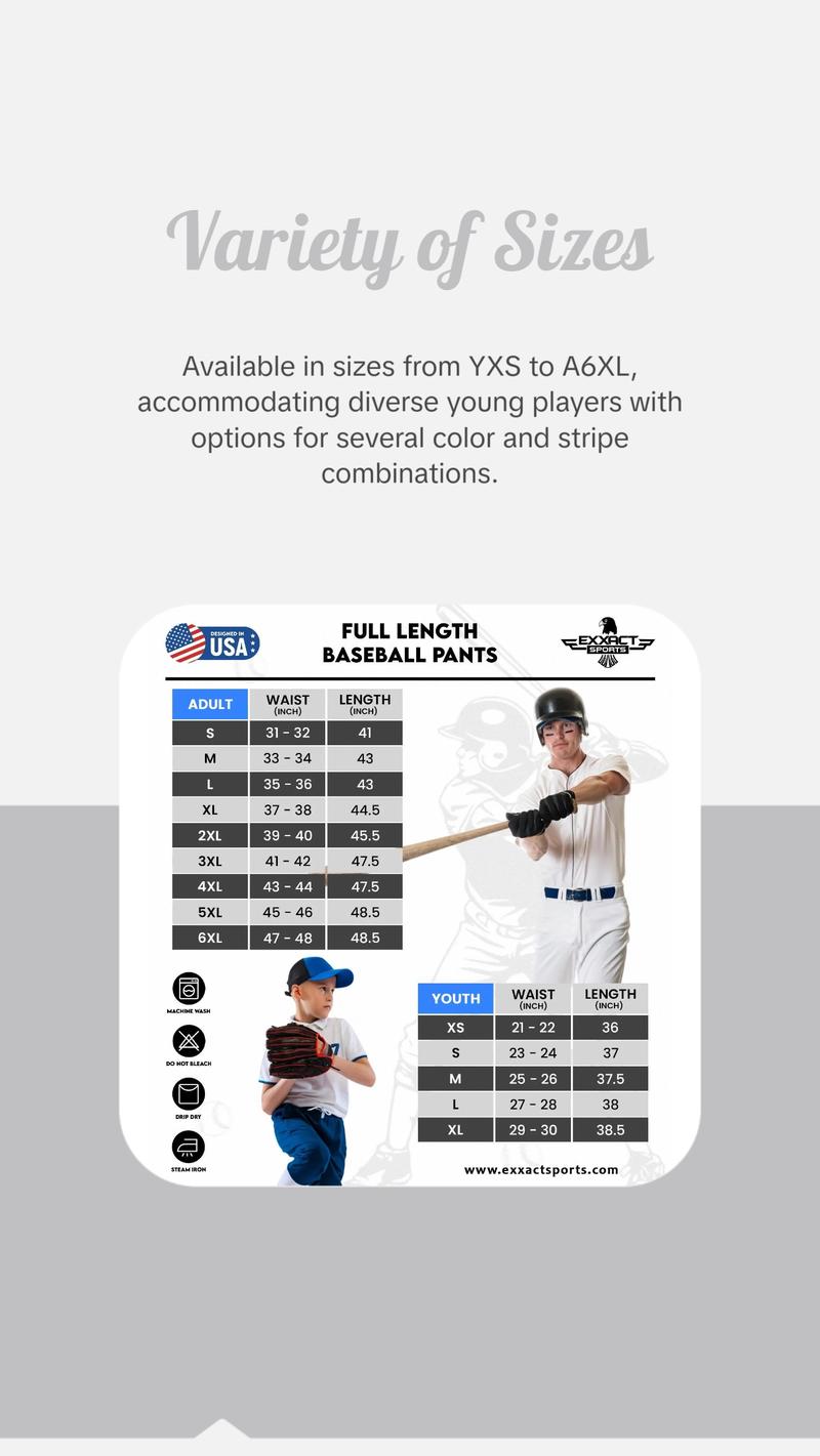 Exxact Sports Proline Full Length Youth Baseball Pants with Stripes (White)