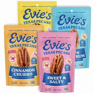 Evie's Pecans - Variety Pack of Roasted Texas Pecan Snacks - 4 Flavors - Healthy, Non-GMO, Gluten-Free and Vegan - 3 Oz, 4-Pack - Made-in-the-USA