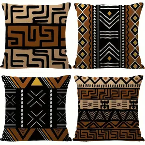 4pcs, Bohemian Striped Themed Throw Pillow Covers, Irregular Geometric Pattern Design, Home Décor Products, Cushion Cover for Couch Sofa, Room Decor and Bedroom Decor, Suitable for Spring Decoration, Single Sided Printing, No Pillow Core