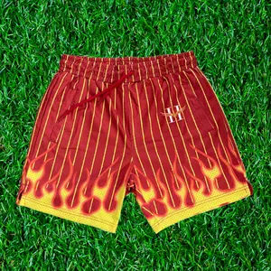 Mesh Shorts Red W/ Flames