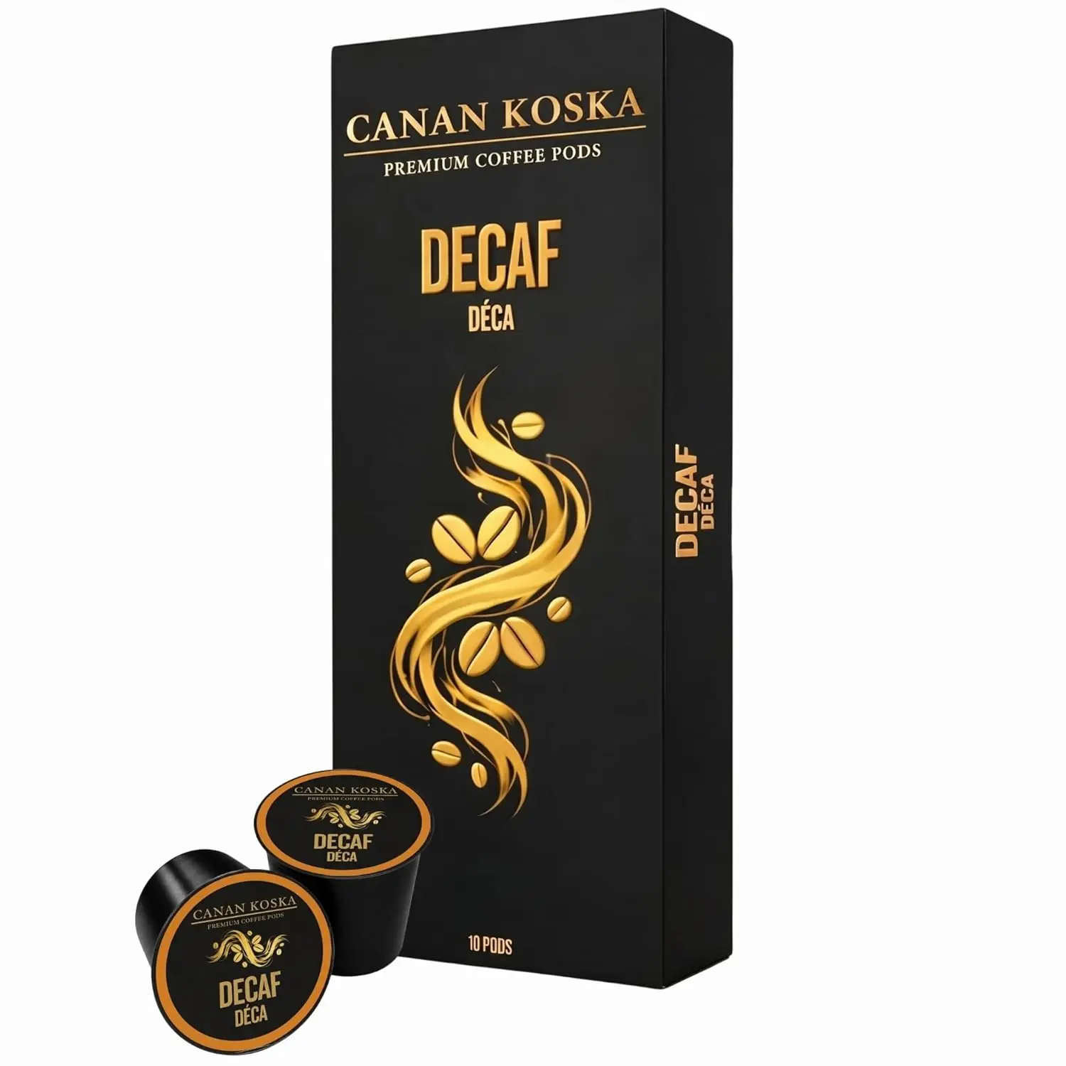 Canan Koska Decaf Coffee Pods - Smooth Medium Roast, Swiss Water Process, Sugar Free, Gluten Free, 8 oz, Compatible with Keurig Brewers, Rich Flavor, 10 Count, 24 Months Shelf Life, by American Beauty Supply LLC