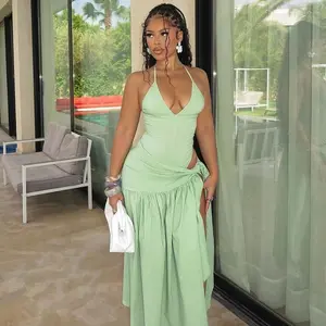 Women’s Backless Two-Piece Bodysuit with Asymmetric Wrap Skirt – Summer Beachwear, Casual, Elegant, Sexy, Stretchy Bodysuit and Skirt Set