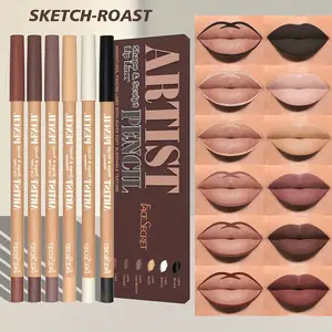 Eyeliner & Lipliner Duo 6-Piece Long-Lasting Waterproof Lipliner Set Creamy Texture Matte Finish Professional Makeup for All Skin Types