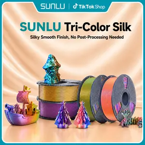 SUNLU Tri-Color Silk 3D Printing Filament, 1KG, Vibrant Colors, No Clogging, No Stringing, Silky Texture, No Polishing Needed