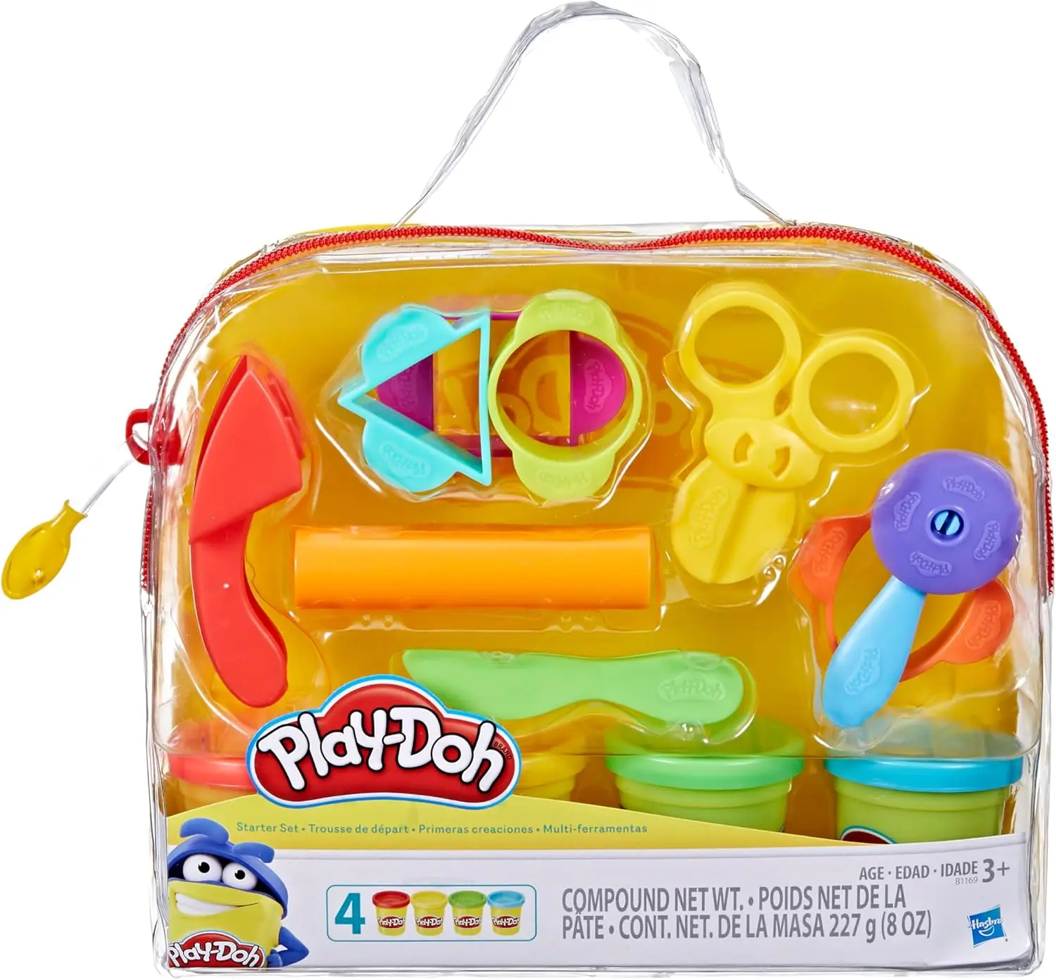 Play-Doh Starter Set 9-Piece Kit with Storage Tote & 4 Modeling Compound Cans, Ages 3+, Presentation May Vary | 4 Modeling Compound Cans, Arts and Crafts for Kids, Back to School Classroom Supplies, Preschool Toys, Ages 3+