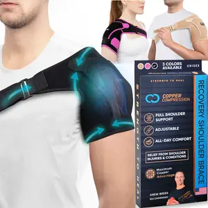 Copper Compression Shoulder Brace | Adjustable Support for Rotator Cuff, AC Joint & Arm Stability | Black, Nude, Black/Pink