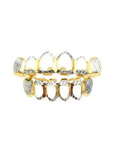 Hollowed-out two-color hip-hop, engraved corrugated Rap braces, dental accessories, Retainer braces, enhance your temperament, suitable for both men and women