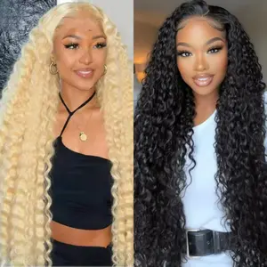 [Combo sale 28"&22"] " get 2 wig" 613 Deep Wave 13x4 Lace Front Wigs Human Hair Transparent Lace Frontal HumanHair Wigs 180% Density for Woman