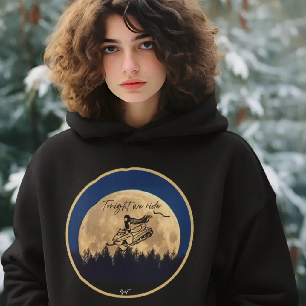 Gildan SF500 Soft Fleece Hoodie for Women - Vintage Snowmobile Design - Sweaters, Womenswear Casual Long Sleeve