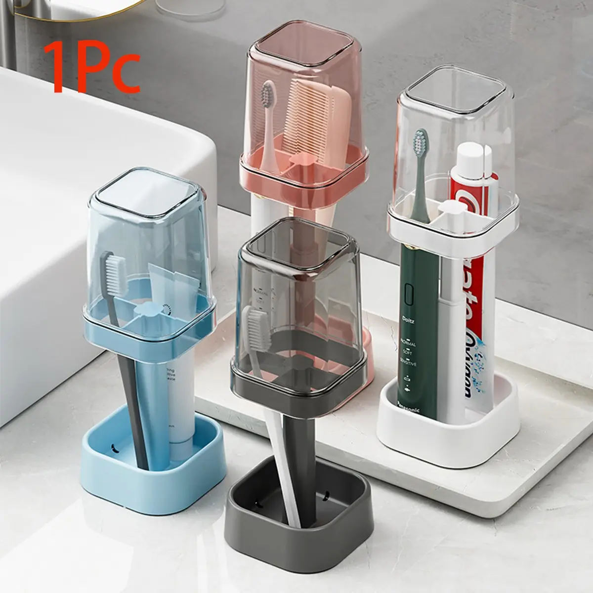 1 piece vertical simple toothbrush holder, household dental cup and toiletry storage box, suitable for toothbrush and toothpaste storage, Bathroom Accessory, Home Goods, Toothbrush Organizer, Toothbrush Holders for Bathrooms