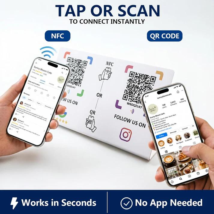 Dual NFC Review & Social Sign – Waterproof PVC – No Monthly Fee
