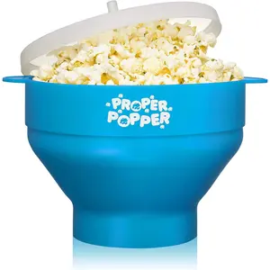 Microwave Popcorn Popper Silicone Popcorn Maker Collapsible Bowl BPA Free & Dishwasher Safe (Turquoise)