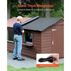 VEVOR Roll Roofing, 20x 20 ft, 45 mil EPDM Rubber Roofing, Long Lifespan Weather-resistant, Withstands Harsh Temperatures, Flexible Easy Installation, Roof Underlayment for RVs, Roofs, Ponds