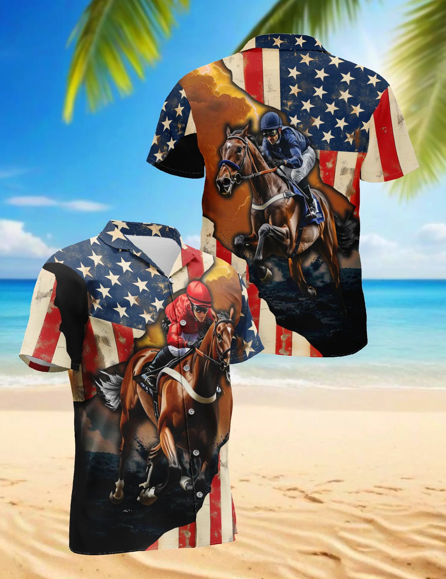 Kentucky Derby Hawaiian Shirt, Horse Racing Floral Aloha Shirt, Derby Party Outfit for Men, Button Down Short Sleeve Pattern Hawaiian Shirt