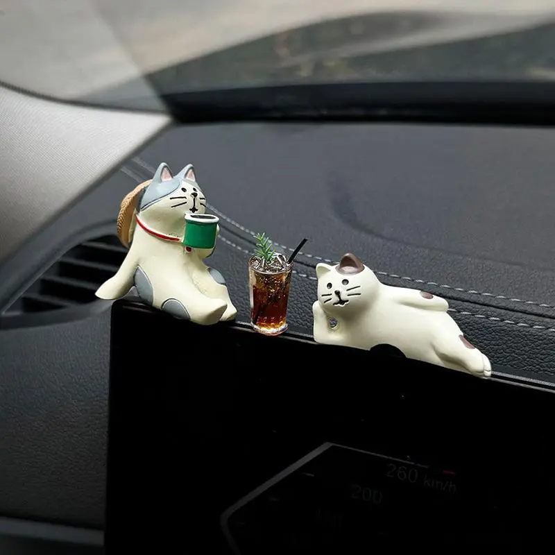 1 Piece Cute Car Interior Mini Cat Decoration Car Dashboard Mirror Decoration Car Decoration Ornament