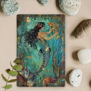 Enchanting Ocean Mermaid 8x12" Metal Sign |   Vintage-Inspired Wall Art With Vibrant Underwater Scene |   Pre-Drilled For Easy Hanging |   Ideal For Bedroom, Bathroom & Party Decor, Mermaid Party Decorations, Perfect For Room Decor