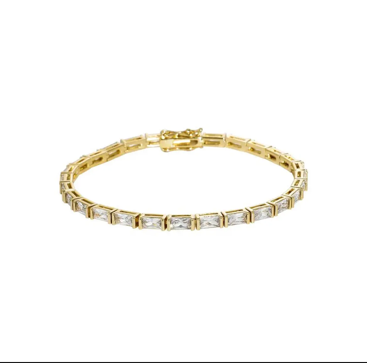 Handcrafted Baguette Diamond Tennis Bracelet - 7in