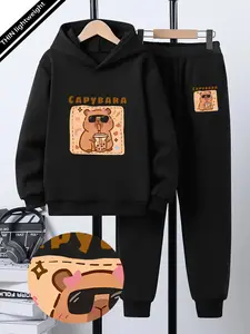 Boys' Spring & Fall Set, New 2026 Boys Two-Piece Set 5-14 Years, Cool Watermelon Milk Tea Hoodie Casual Set, Gift for Sports Boys