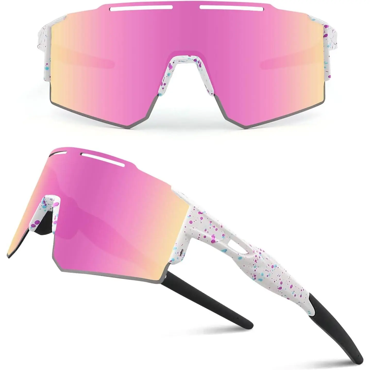Cycling Sunglasses  Men Women with 3 Interchangeable Lenses, Polarized Sports Sunglasses, Baseball Sunglasses