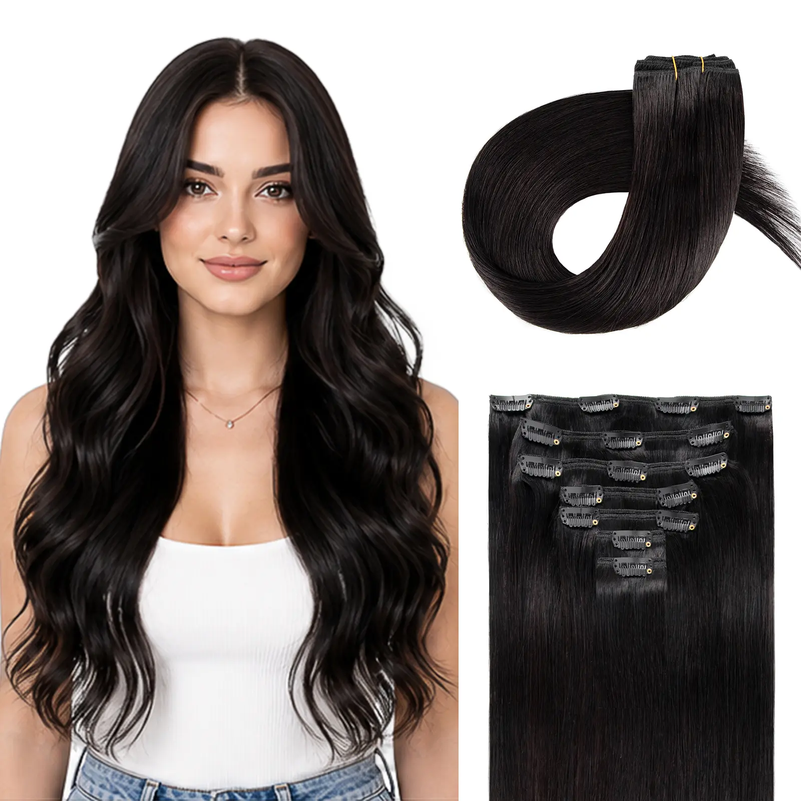 [16inch-24 inch]SOBEAUTY 10/10 real human hair Clip in Hair Extensions 120g 7pcs Straight for Daily Use & Special Occasions for Women long thick springstatements natural #TikTokShopDealsforYouDays  #SummerVibes, Extensions Hair