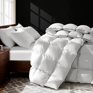 Canadian Goose Down Comforter King Size, Ultra Soft 1200TC Cotton Cover, 950 Fill Power Thick Duvet Insert, Luxurious Warm Bedding Comforter for Winter (White, 106"x90")