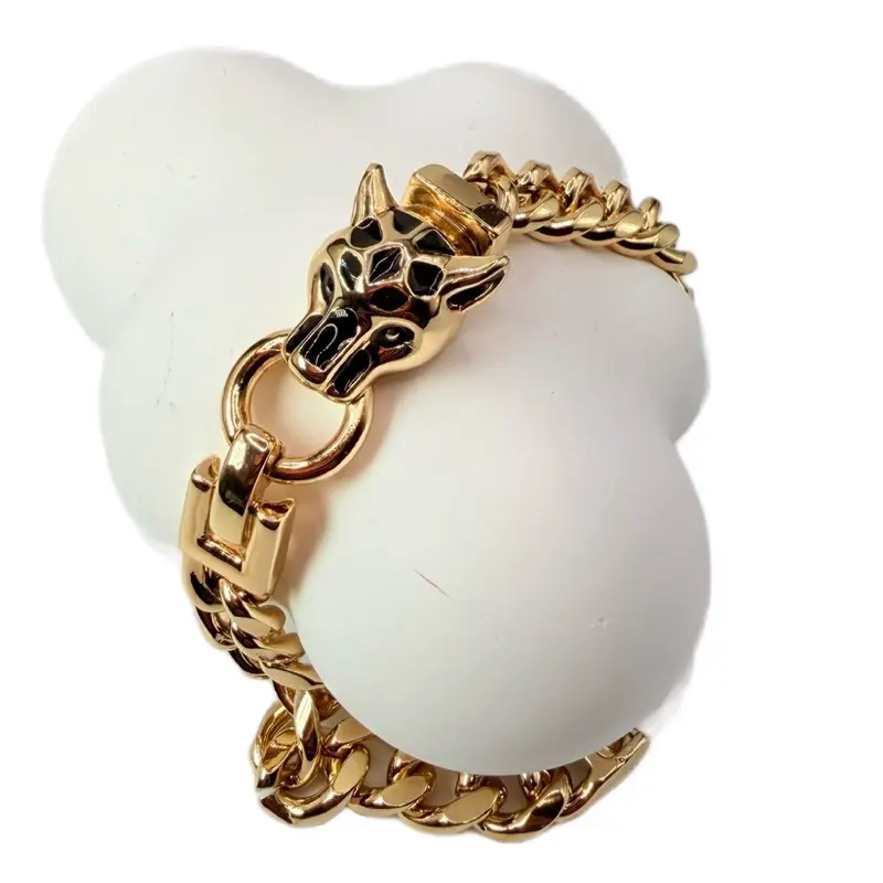 Bracelet Panter 7.5 inche Gold Chain Link with Panther Head Charm Fashion Jewelry for Women