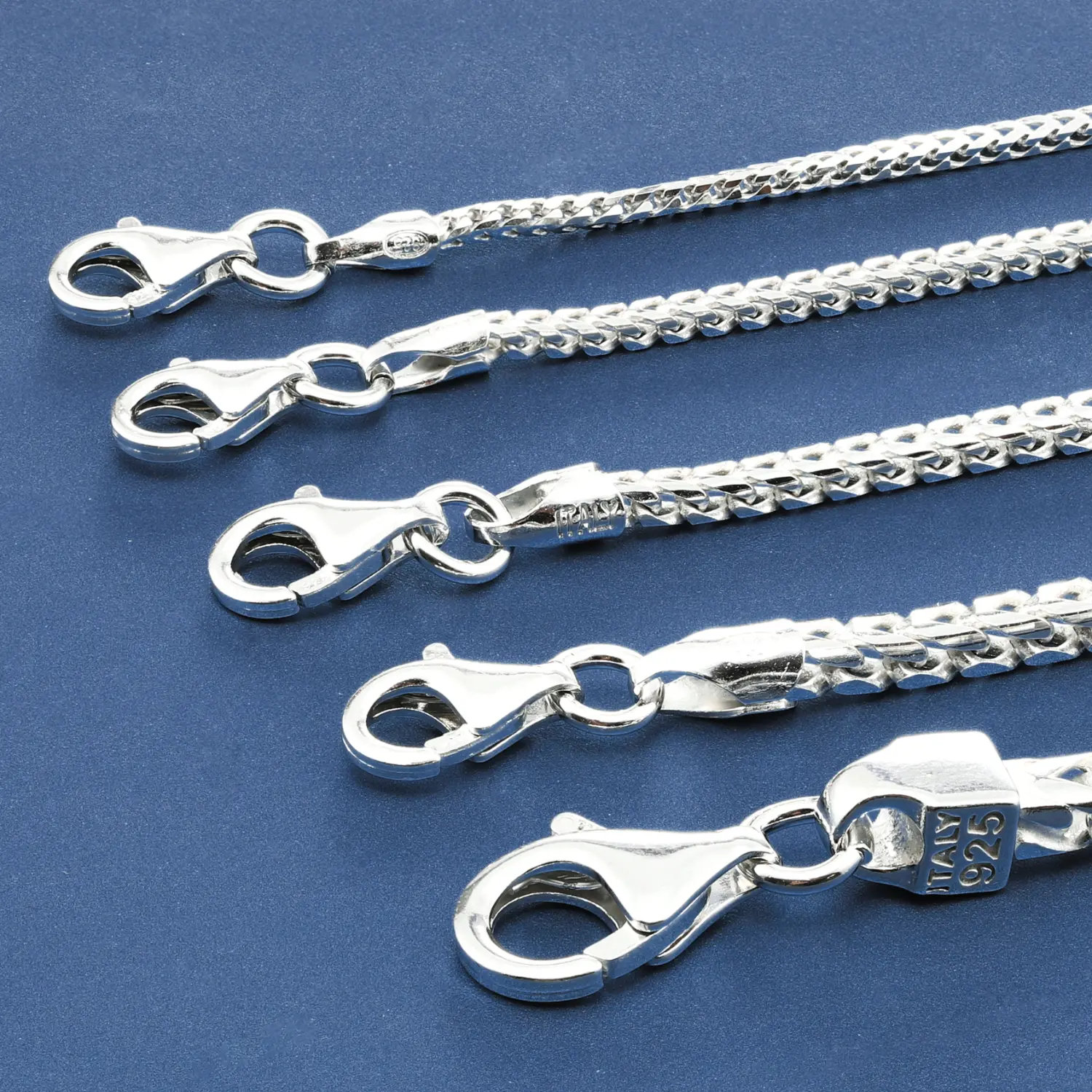 Sterling Silver Italian Franco Chain Necklace, With Secure Lobster Lock