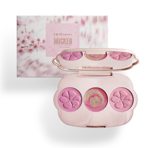 r.e.m. beauty x Wicked: For Good Cherry Blossom Blush Palette - pink and coral, soft floral look, buildable color, clean makeup