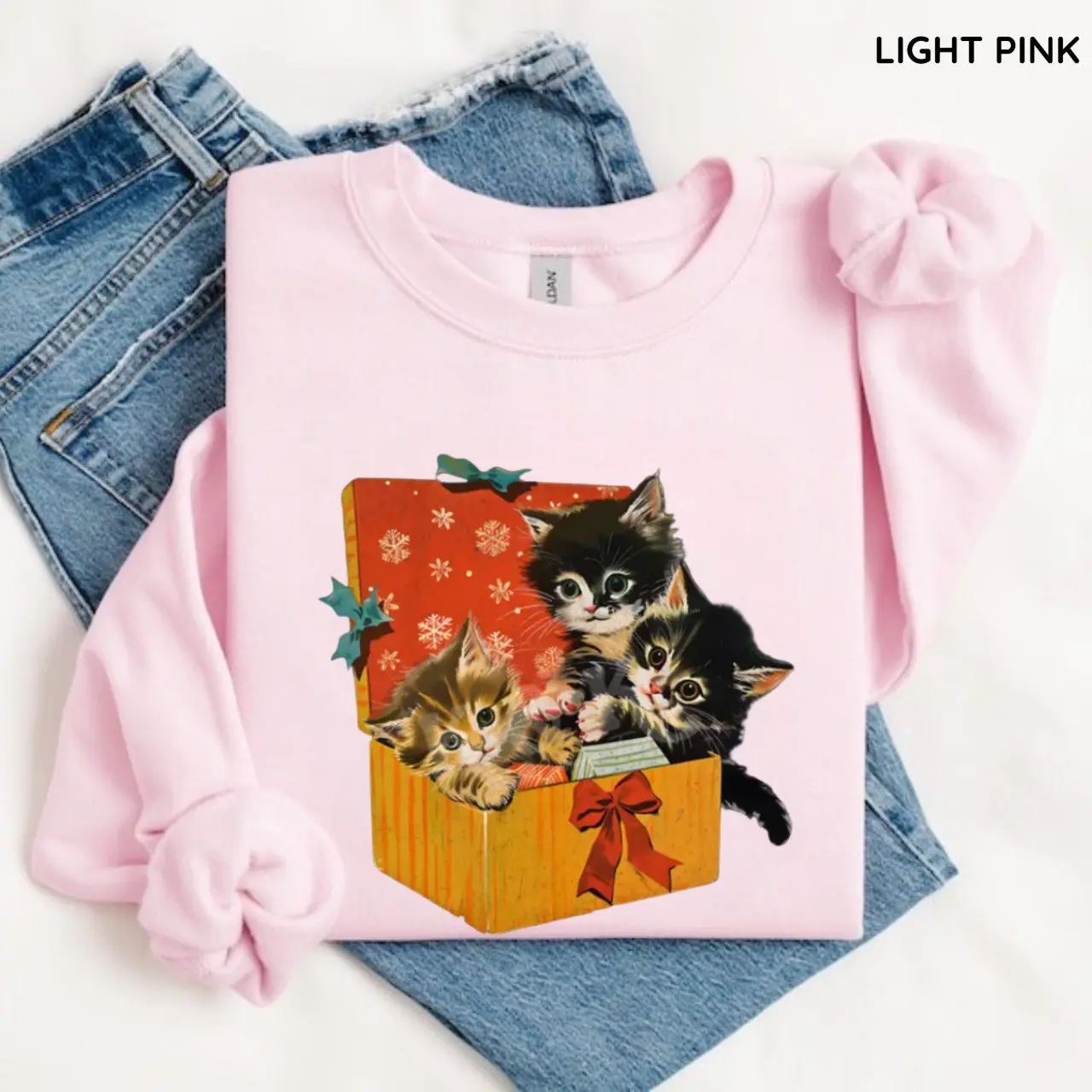 Vintage 90s Cat Christmas Sweatshirt, Cute Retro Holiday Cat Crewneck, Funny Christmas Cat Graphic Pullover, Cozy Xmas Sweatshirt, Cat Lover Gift, Womenswear