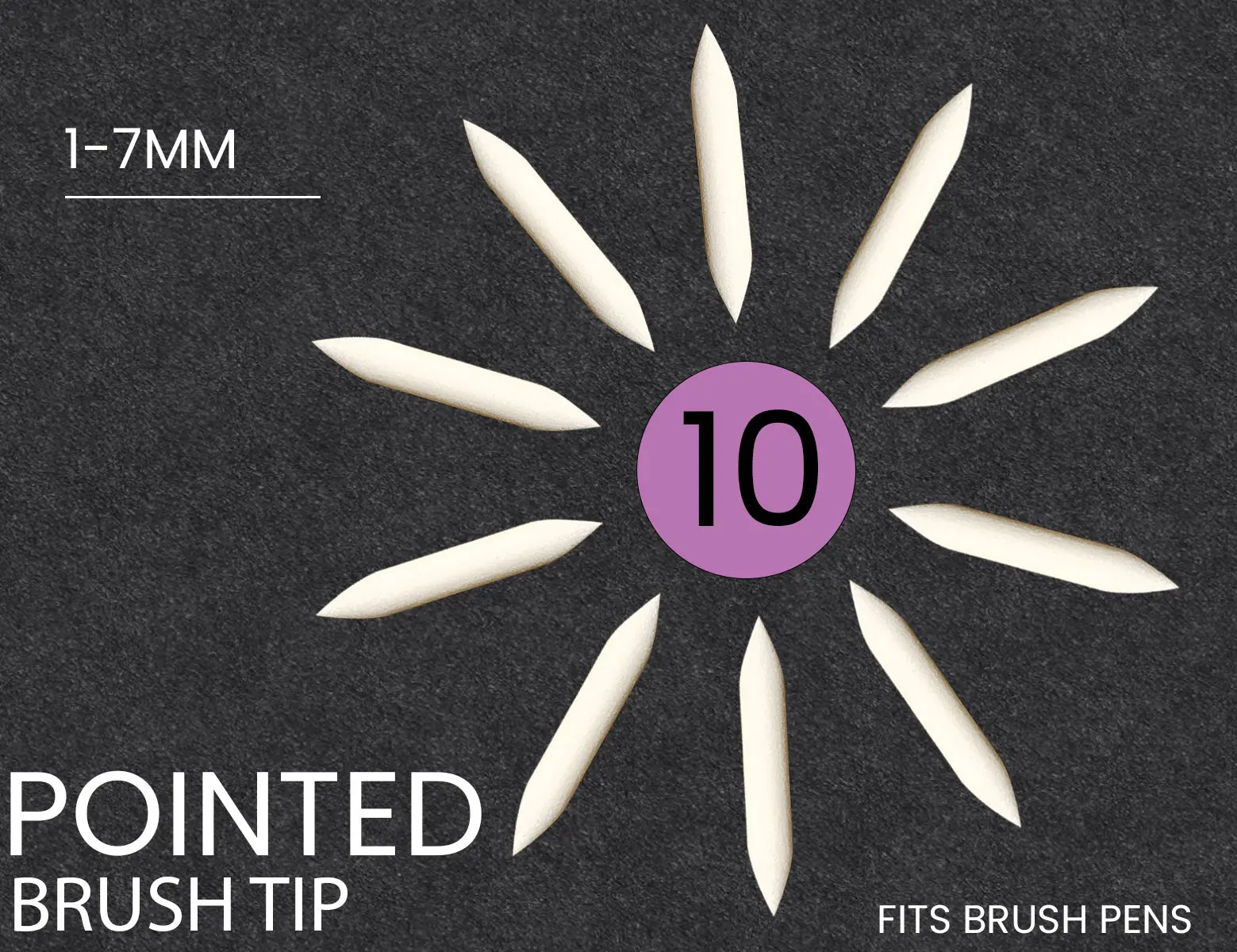 10 Replacement POINTED BRUSH Nibs For Tooli-Art Brush Paint Pens
