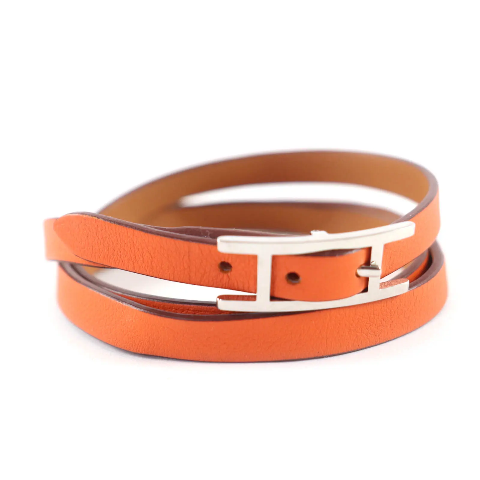 Pre-owned HERMÈS Calfskin Small Leather Goods Hermes Beapi de Bourtour Leather Bracelet