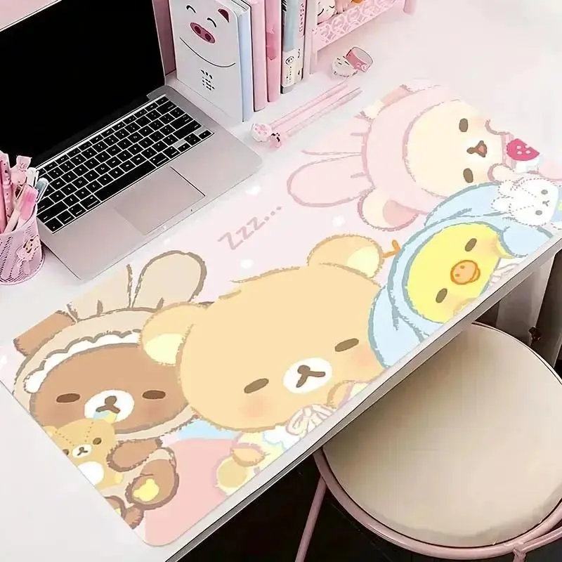 Rilakkuma Kawaii Anime Anti-Scratch Mouse Pad, Large Extended Desk Mat with Smooth Rubber Surface, Anti-Slip Base for PC Office and Gaming Setup, Ideal Gift for Computer Accessories Enthusiasts, Anti-Scratch Mouse Pads backtoschool