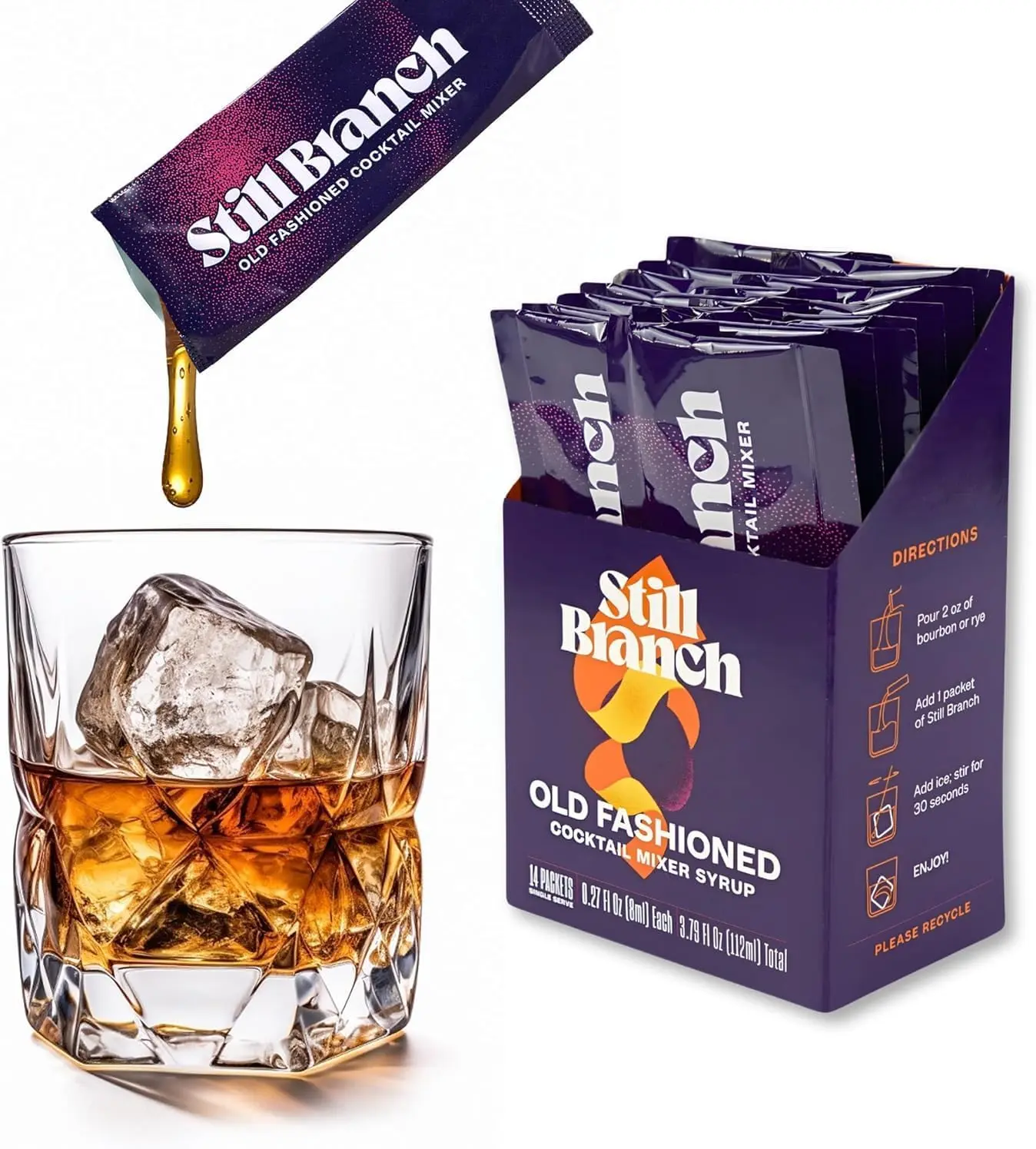 Still Branch Old Fashioned Cocktail Mixer Syrup 12 Pack 1.71 fl oz Each for Perfect Whiskey Drinks