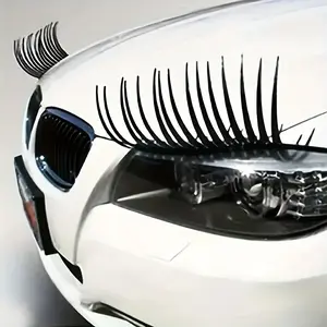 3 pairs of 3D rubber black false eyelash stickers, suitable for car headlights - decorative and self-adhesive, unique style enhances visibility, perfect for BMW and similar vehicles, Car Decals