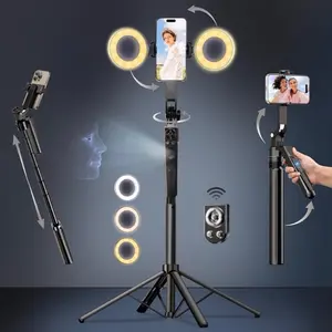 Extendable Auto Face Tracking Tripod 360° Rotation 70" Camera Mount with Selfie Light Remote for Gesture Control Smart Shooting No App Needed