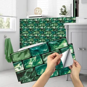 (12/24/48 Pcs) 3D Crystal Mosaic Self-Adhesive Wall Stickers, PVC Waterproof Tile Decals, Easy Clean Decorative Tiles for Kitchen Bathroom Living Room
