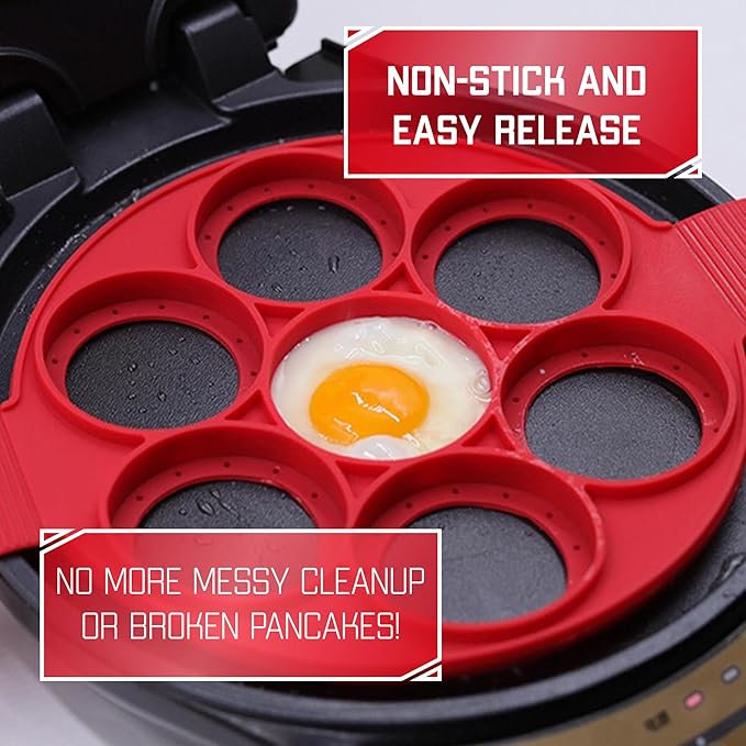 Nonstick Pancake Molds Ring Silicone Fried Egg Mould Reusable Pancake Maker Egg Ring Kitchen Cooking Baking Tools (Round Shape)