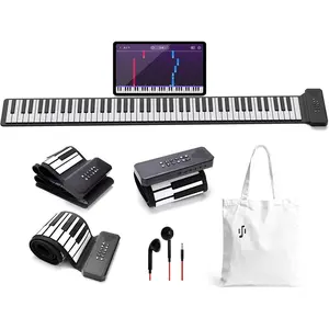 88Keys Portable Flexible Roll Up Piano Keyboard,Folding Electric Keyboard Piano with HIFI Speaker&108Demo&128Tones&Earphone,Rechargeable Foldable Piano For beginners travelling&learning