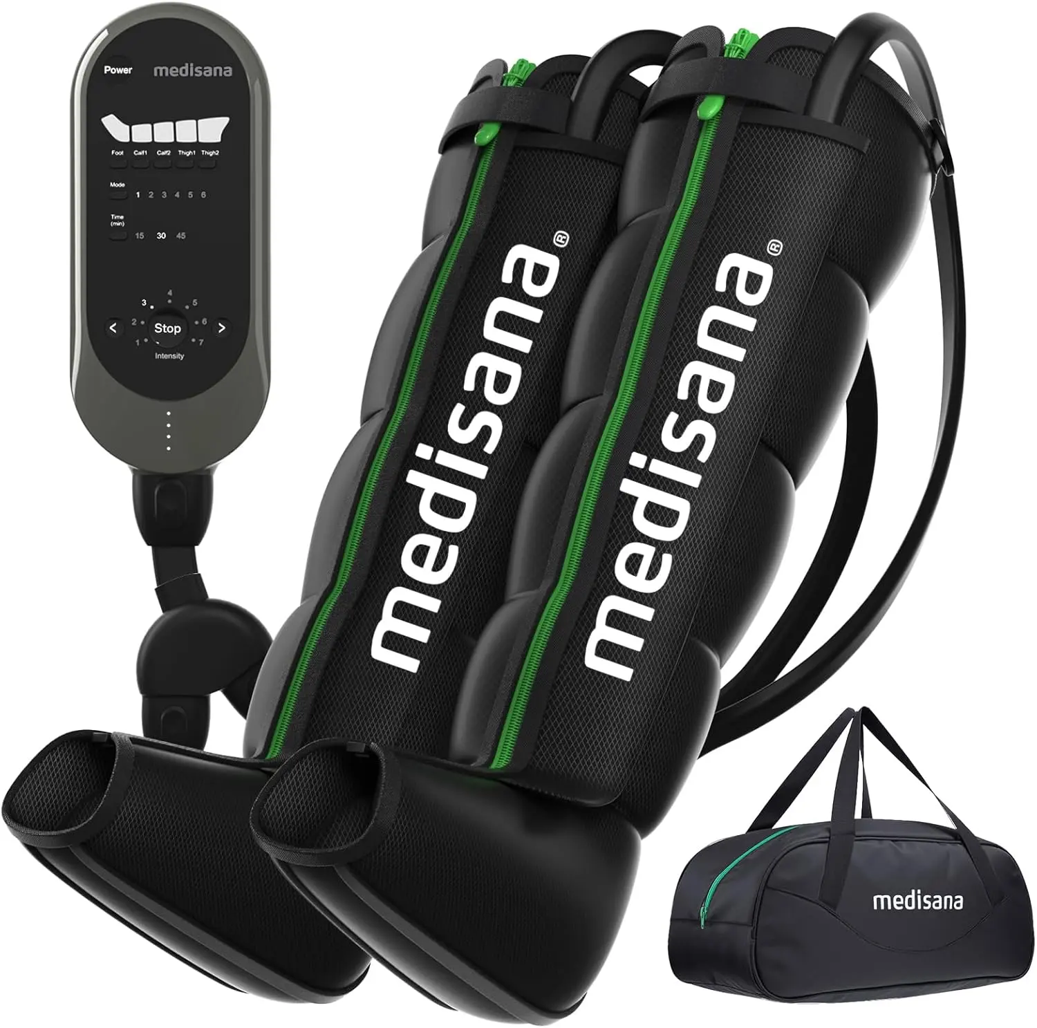Medisana Leg Compression Massager for Circulation, Compression Boots with 6 Modes & 7 Intensities, Rechargeable Full Leg Massager for Athletes, Muscle Recovery & Pain Relief