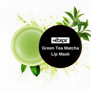 Hebepe Green Tea Matcha lip Sleeping Mask with Applicator, Dry lip Treatment for Hydrating, Moisturizing Lip balms with Coconut Oil, Vitamin E, and Shea Butter Hydrate Moisturize