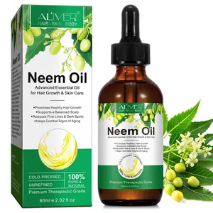Aliver Neem Oil 60ML, 100% Pure Natural Cold-Pressed, Hair Care & Nourishment, Facial & Body Skincare Oil, Essential Beauty Product