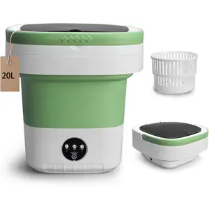 Portable Washing Machine, 20L Upgraded Mini Washer with Spin Basket Laundry Machine, 3 Cleaning Modes Suitable for Small Clothes, Foldable Design Ideal for Hotel, , Apartment and Campain