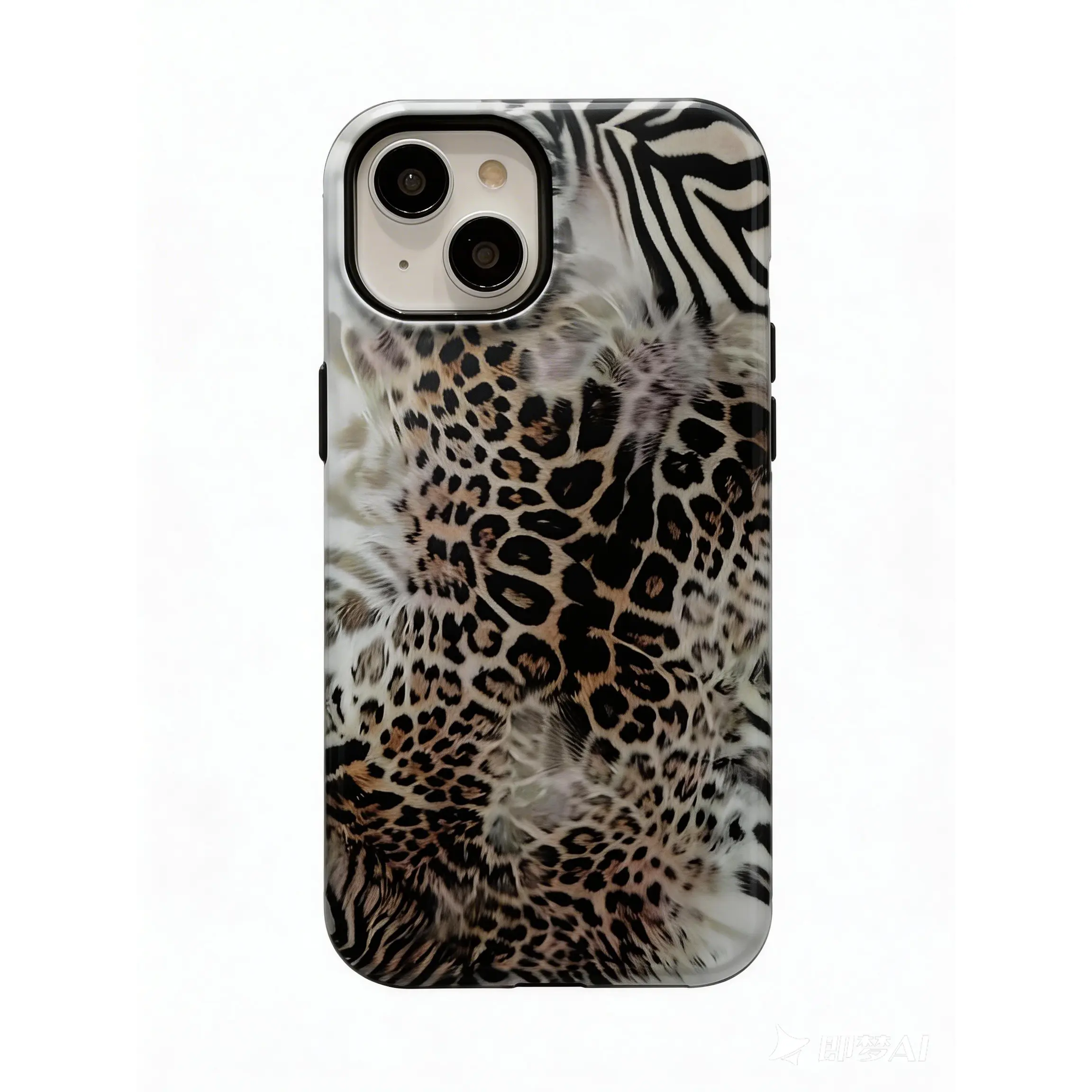 Glossy 2-in-1 Animal Print Phone Case - Shockproof Rugged Dual Layer Cover with Soft TPU & Hard Bumper Shell for iPhone 11 12 13 14 15 16 17 Pro Max Plus