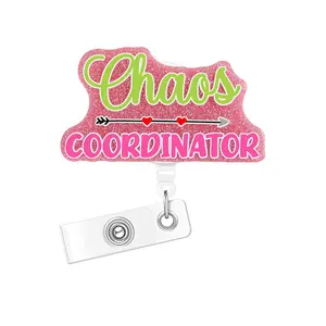 Acrylic Bling Retractable Badge Reel, 1 Count/3 Counts Belt Clip Retractable Name Badge Holder for Nurse Doctor Student Worker Volunteer Id Badge Holder