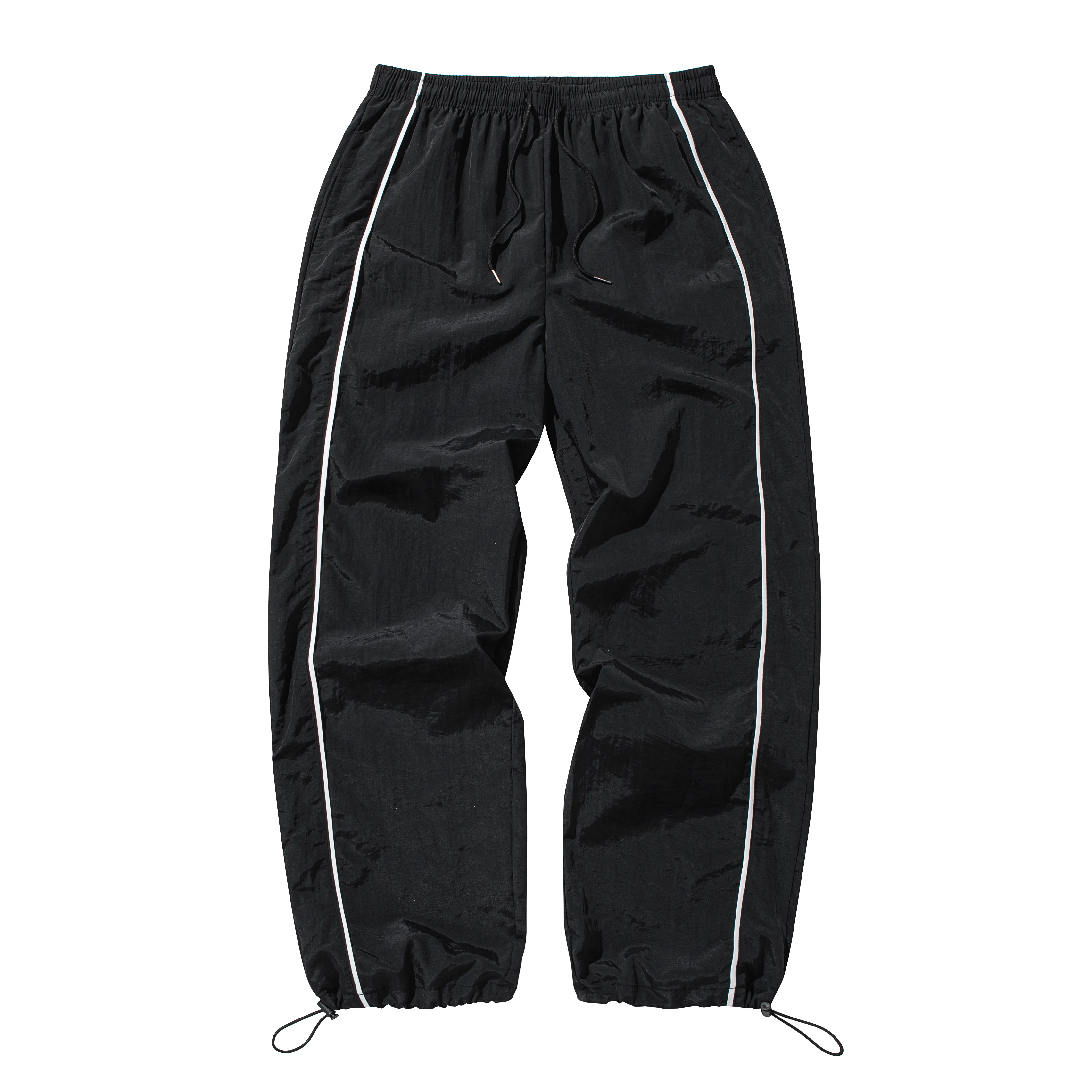 Retro street side striped ankle sports pants for men in summer, thin, loose, straight leg casual pants, trendy brand paratrooper pants