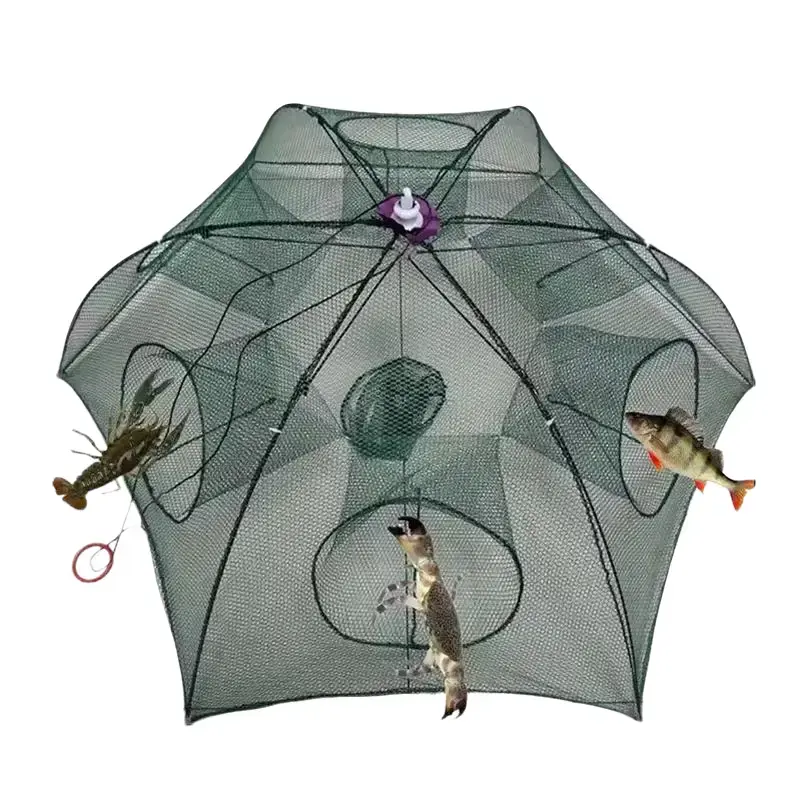 Fishing Bait Trap Crab Net Crawdad Shrimp Cast Dip Cage Fish Minnow Foldable