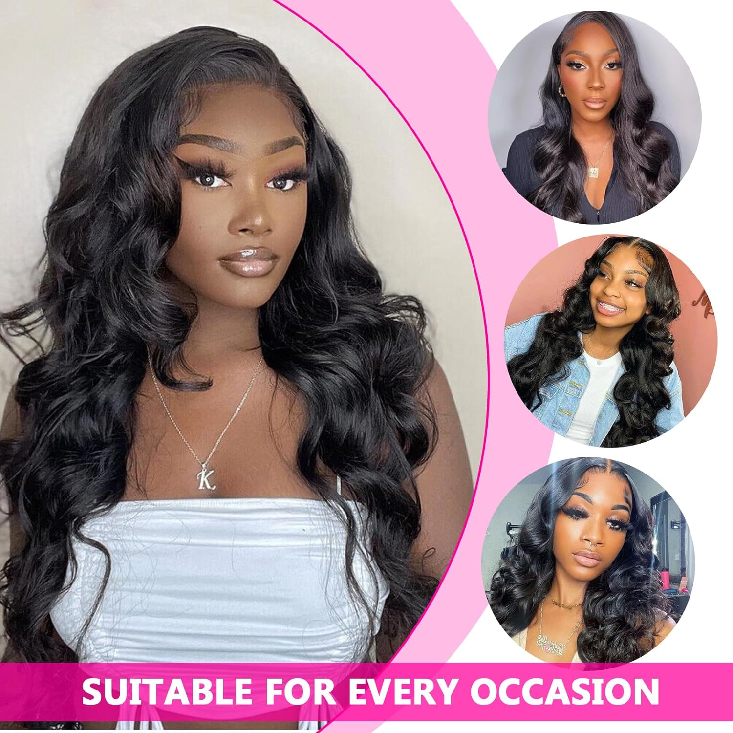 SheReigns Hair Ready To Wear Lace Closure Wig Body Wave Glueless Wig Human Hair 5x5 Pre Cut Lace Closure Wigs For Women 180 Density Brazilian Real Human Hair 13x4 Drawstring Glueless Lace Front Wig