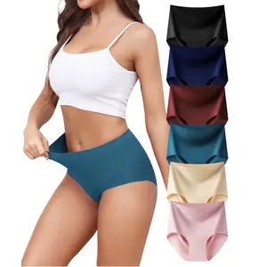 LEVAO 6 Pack Women's High Waist Seamless Underwear - No Show Hipsters Panties with Full Coverage Briefs