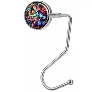 Butterfly Pattern Purse Hook, Metal Coating Purse Table Hook, Home Organizer for Home Office