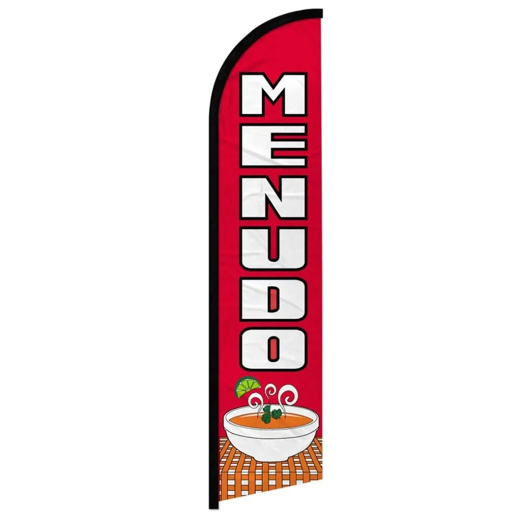 Menudo Windless Weather-Resistant Large Polyester Knit Home Decor Banner, 11.5ft x 2.5ft Outdoor Print Flag, Easy-Install Curved Sleeve Wear-Resistant Portable Backdrop for Home Party Decorations Supplies
